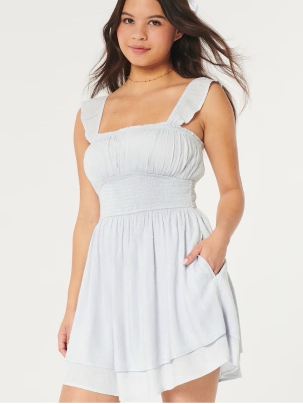 Hollister White Ruffle Strap Skort Sundress